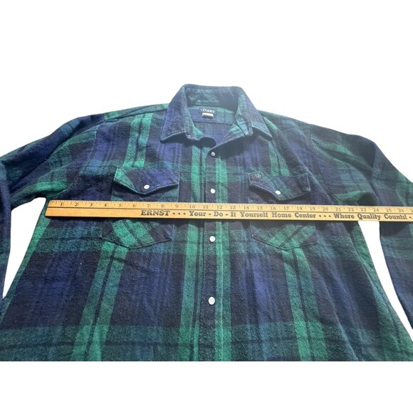 Vintage Codet Shirt Mens Large Tall Green Flannel Plaid Made in Canada Workwear - Picture 9 of 12